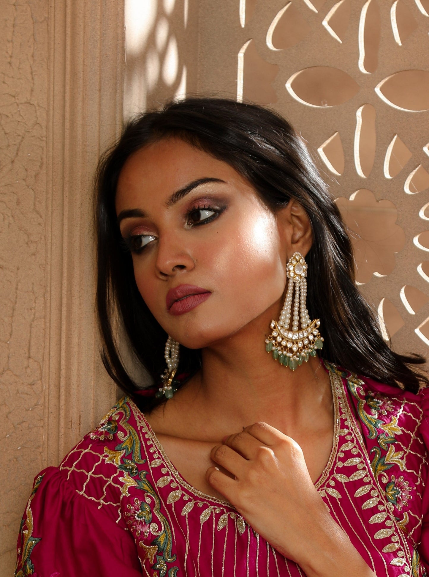 vellore polki earrings by kaari in pure silver