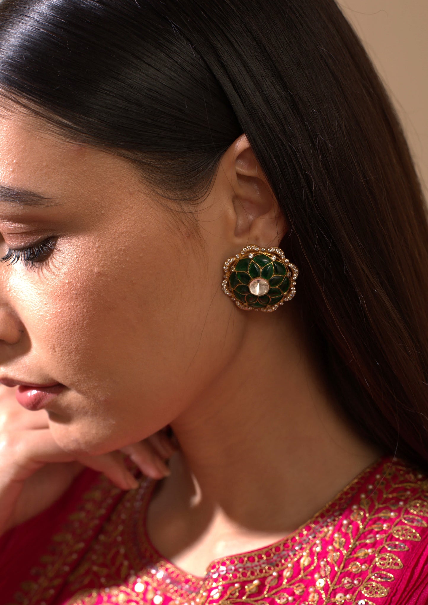 Tarini Green Ear Studs