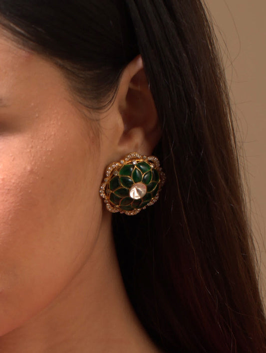 Tarini Green Ear Studs