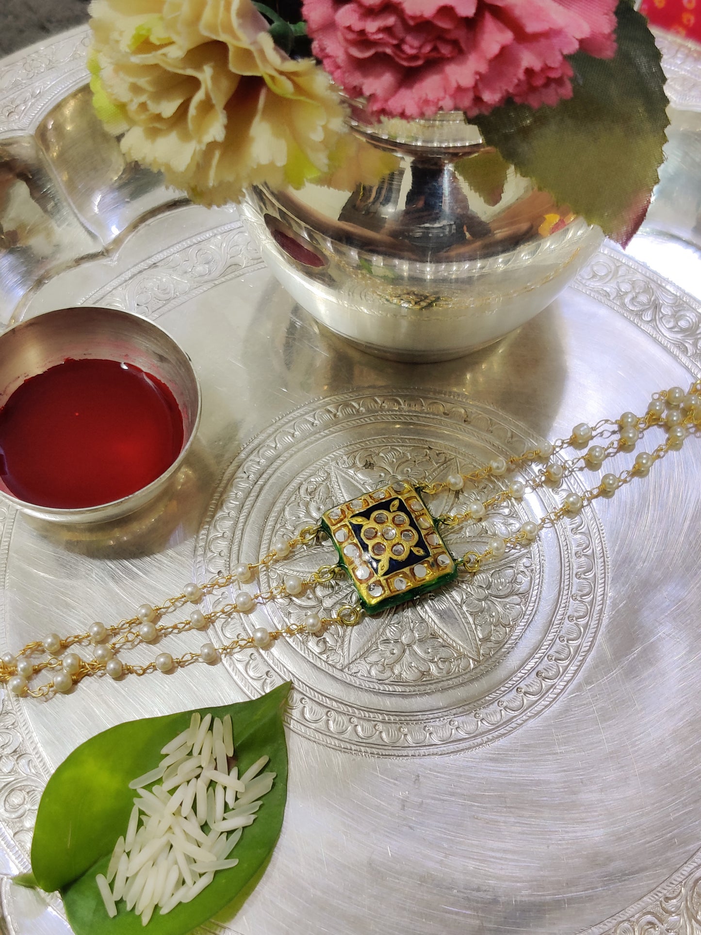 Navy Meena Floral Bracelet Lumbi