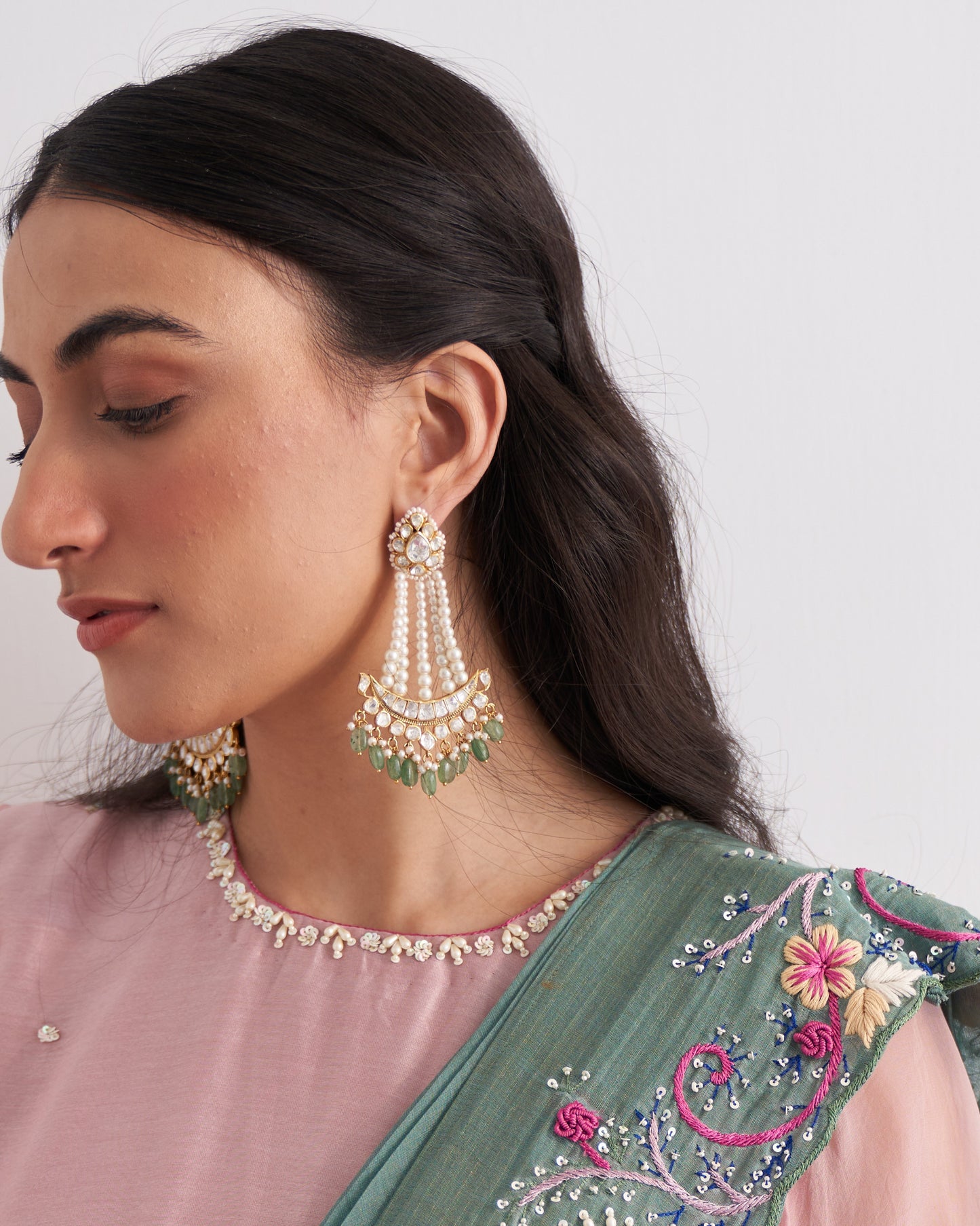 vellore polki earrings by kaari in pure silver