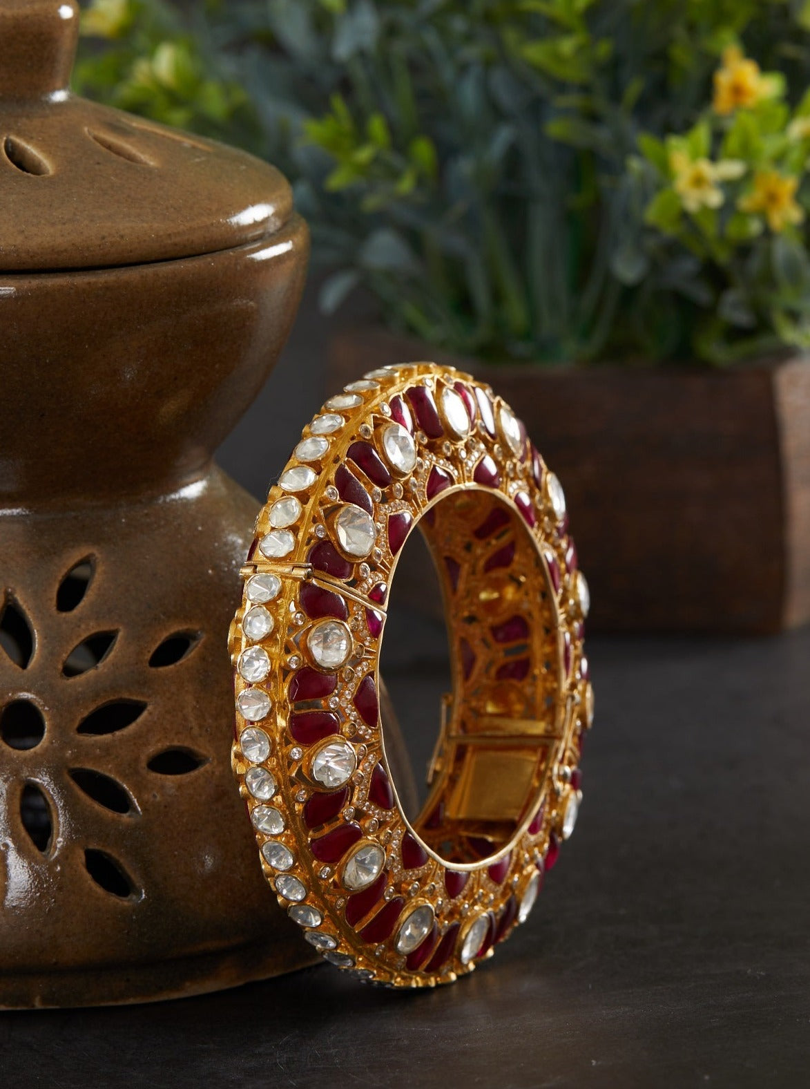 Moissanite Polki Big Pacheli Kada by kaari
