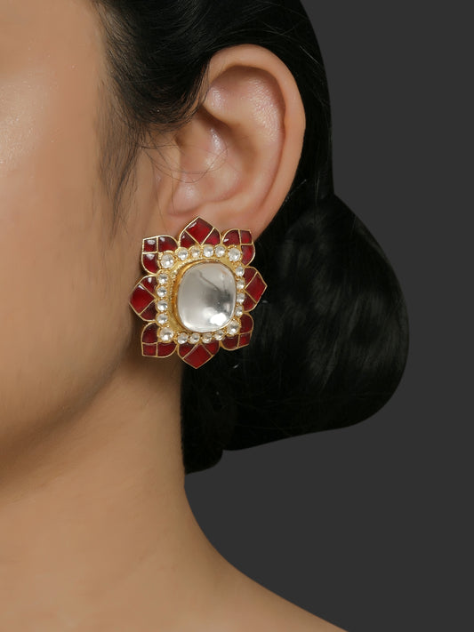 Moissanite Polki Malar Studs