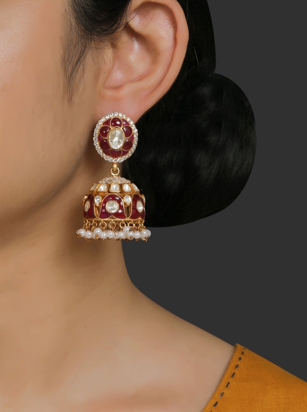 Ruby Polki Jhumkis