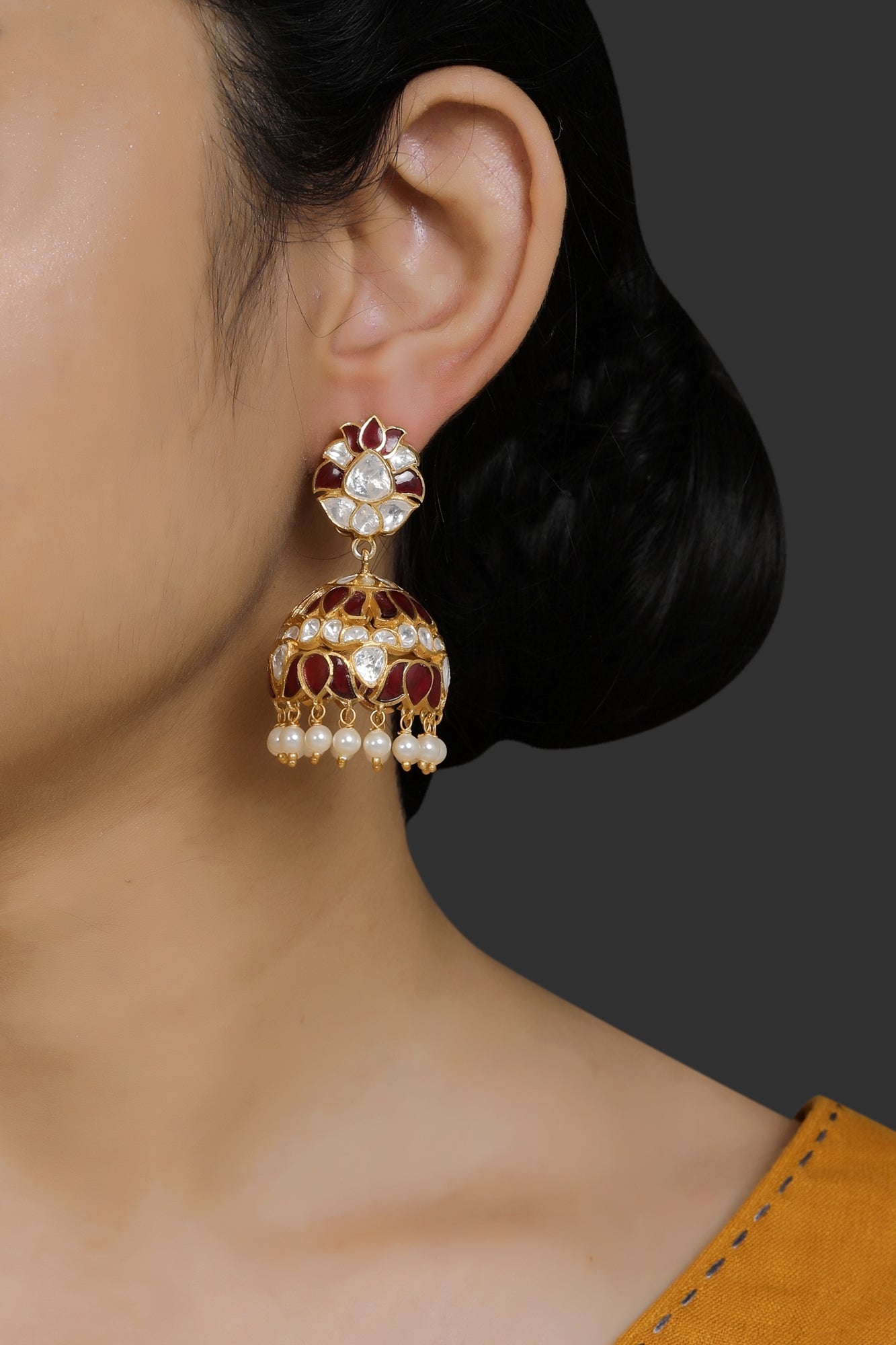 Ruby & Polki Patti Jhumkis