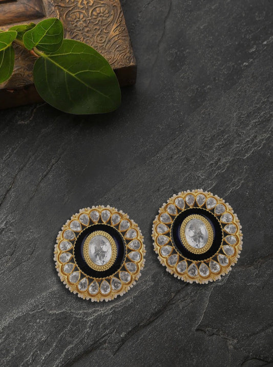 Blue Enamel & Polki Finni Studs