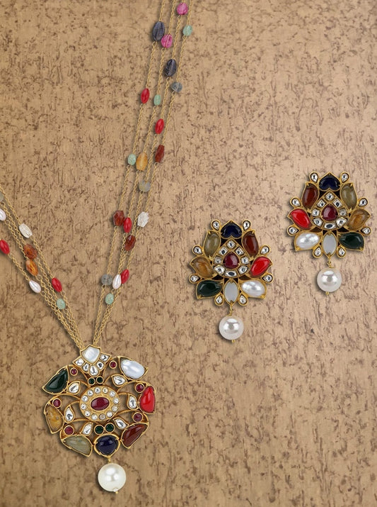 Navratna Pendant Set
