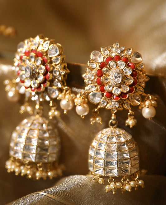 Gold Plated Coral Jhumkis