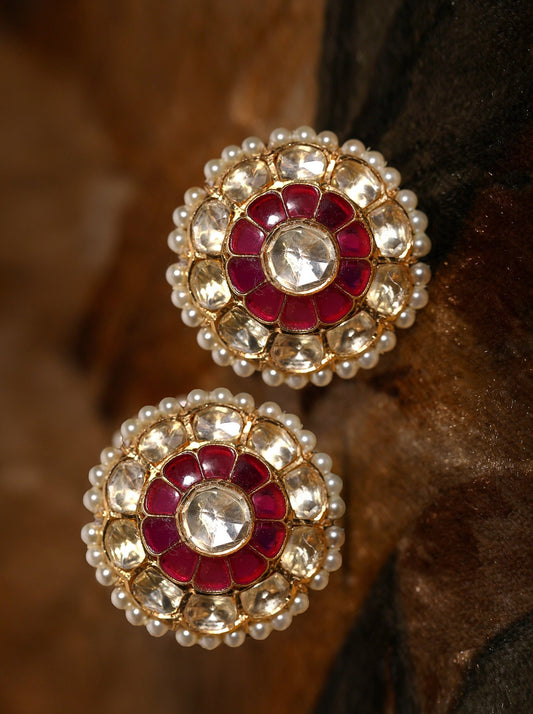 Gold Plated Ruby Ear Studs