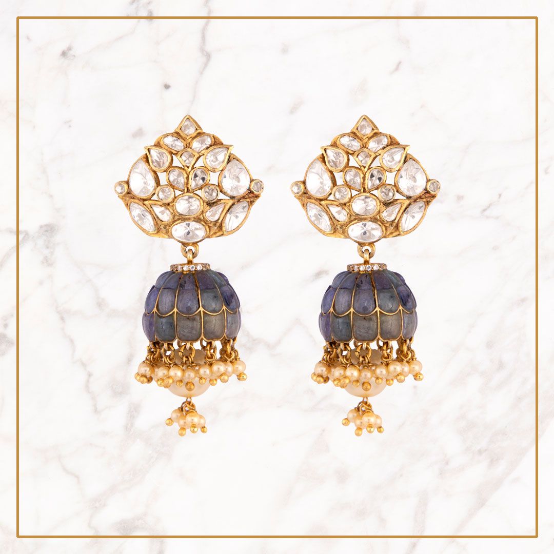 Vellore Polki & Tanzanite Jhumkis