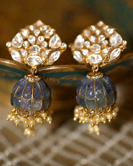 Vellore Polki & Tanzanite Jhumkis