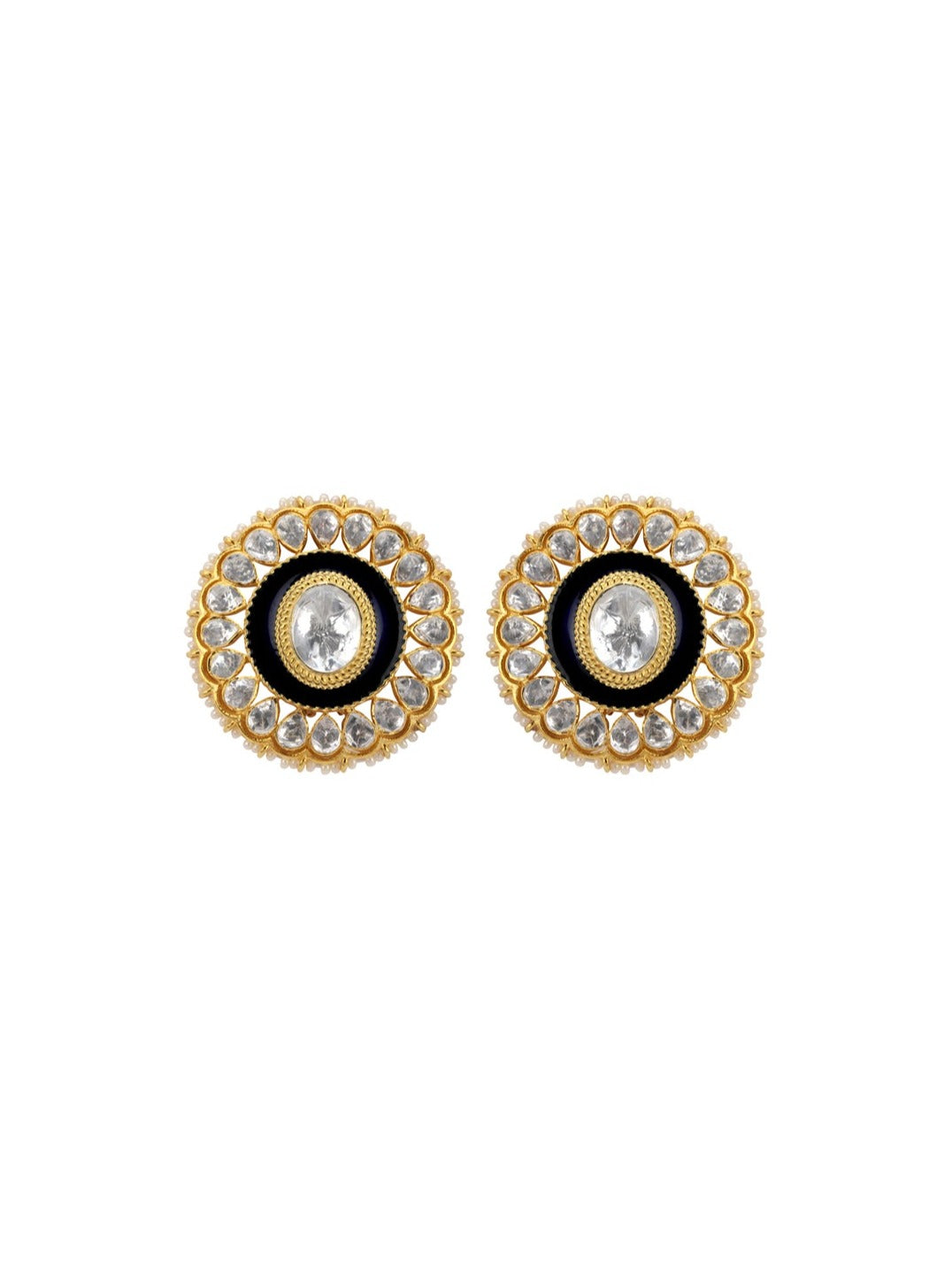 Blue Enamel & Polki Finni Studs