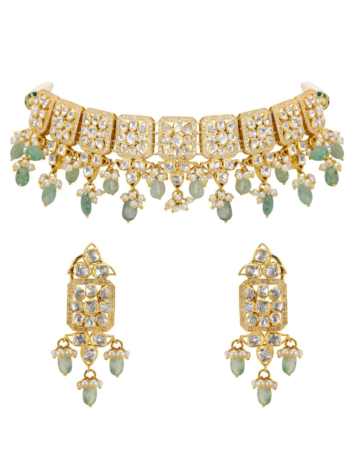 Emerald and Polki Chokar Set