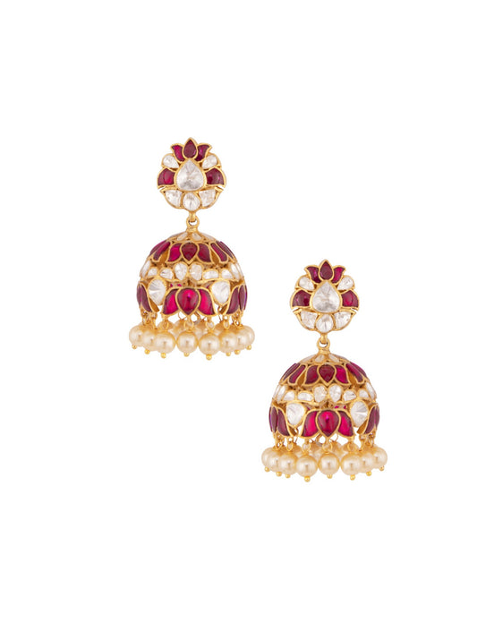Ruby & Polki Patti Jhumkis