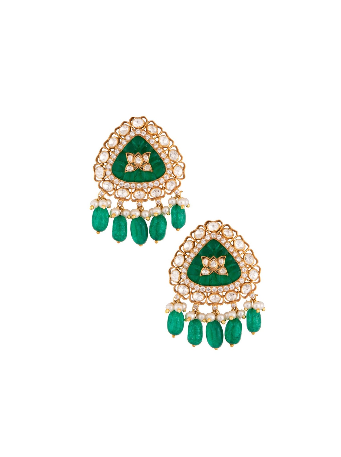 Gold Plated Emerald Trikon Studs