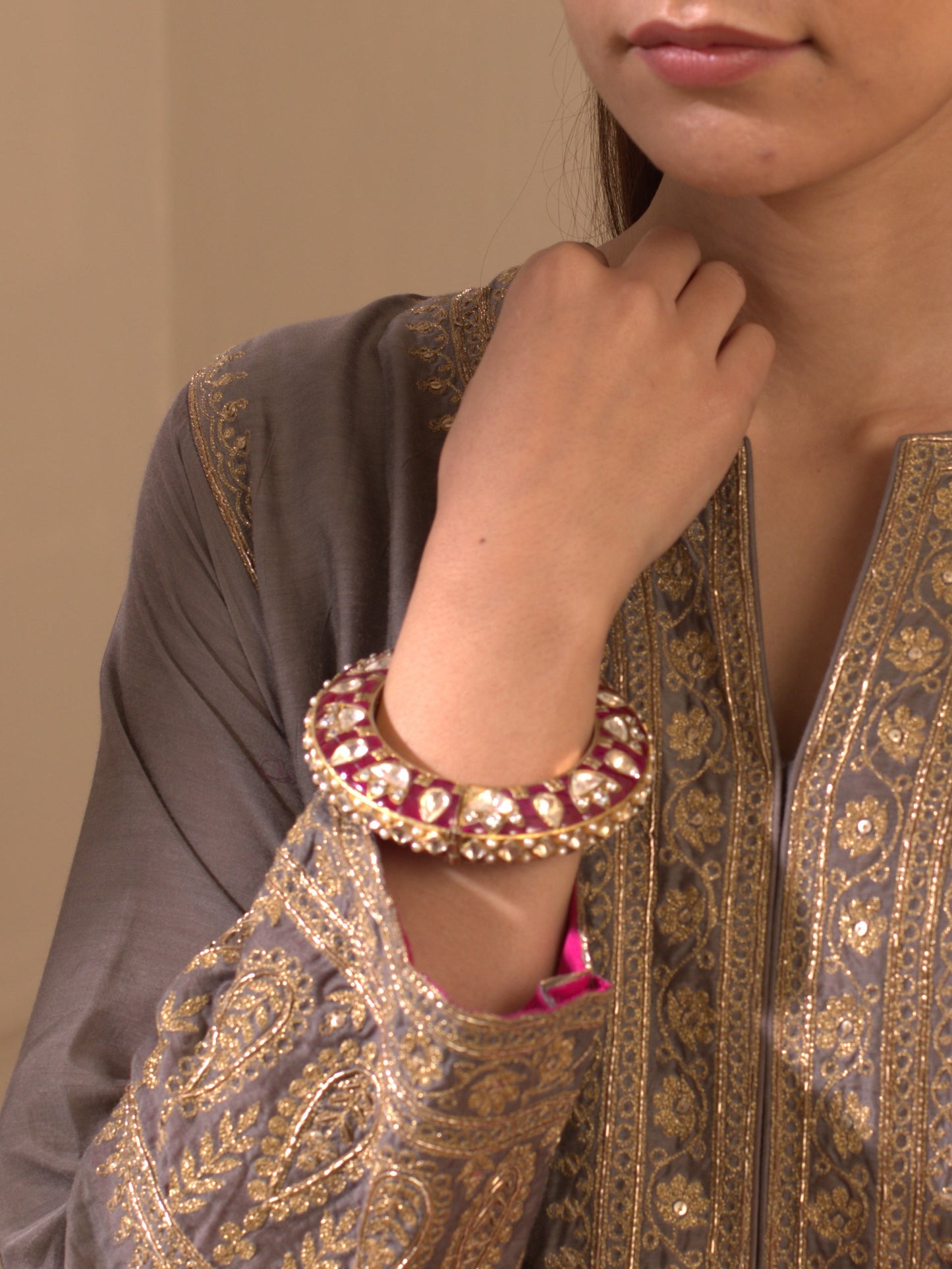 Gold Plated Ruby Kada