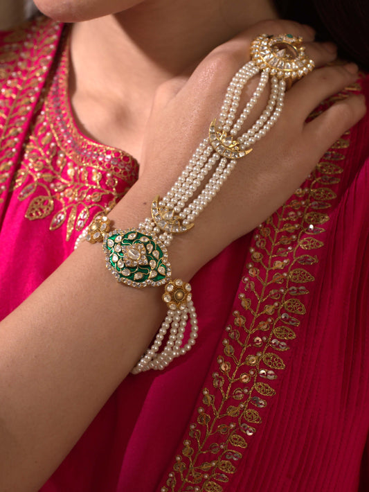 Gold Plated Polki Hathphool