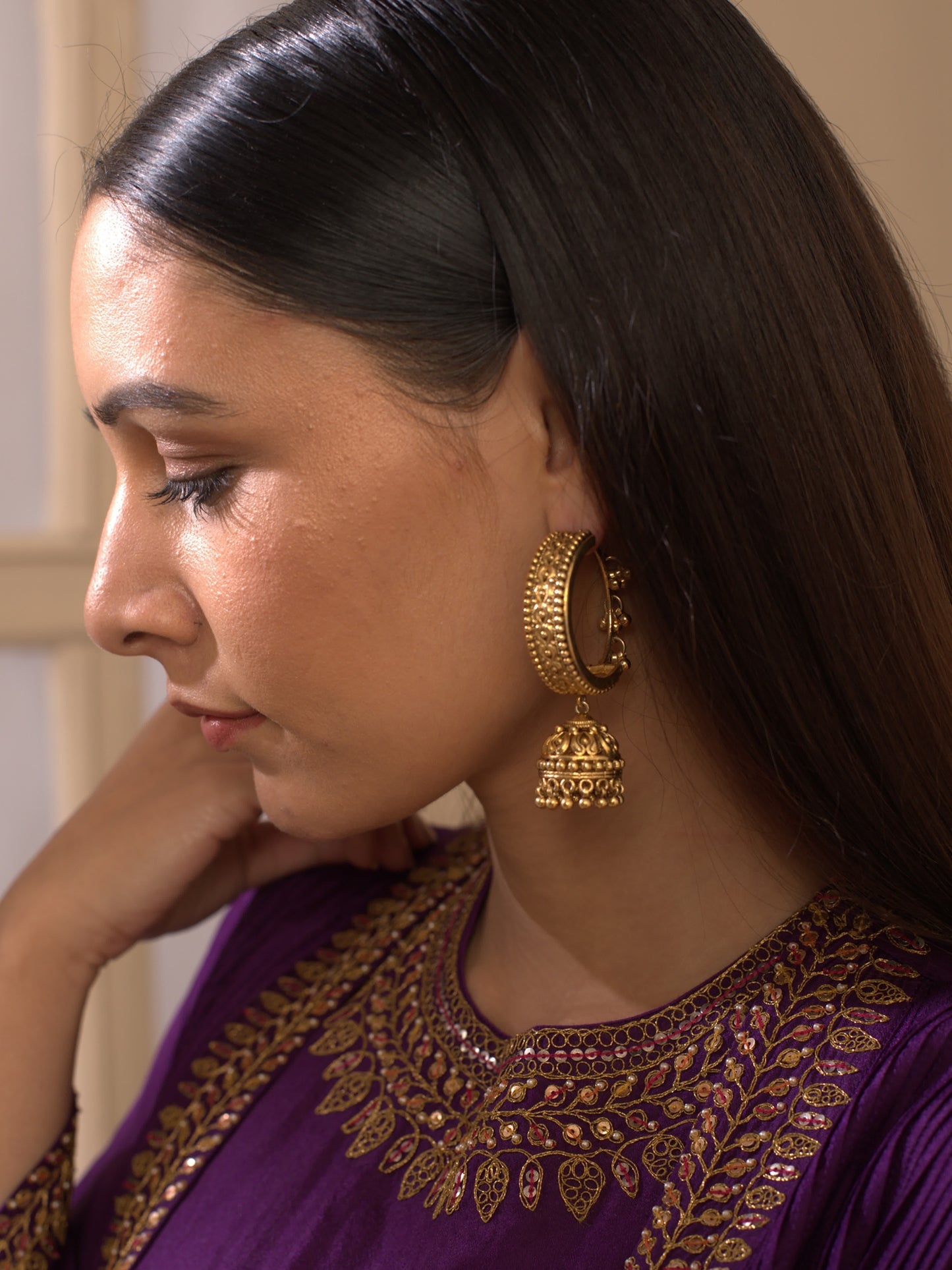 Gold Plated Temple Jhumkis