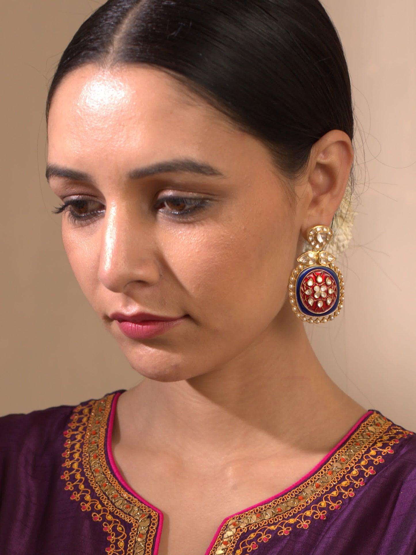 Red & Blue Enamel Earrings