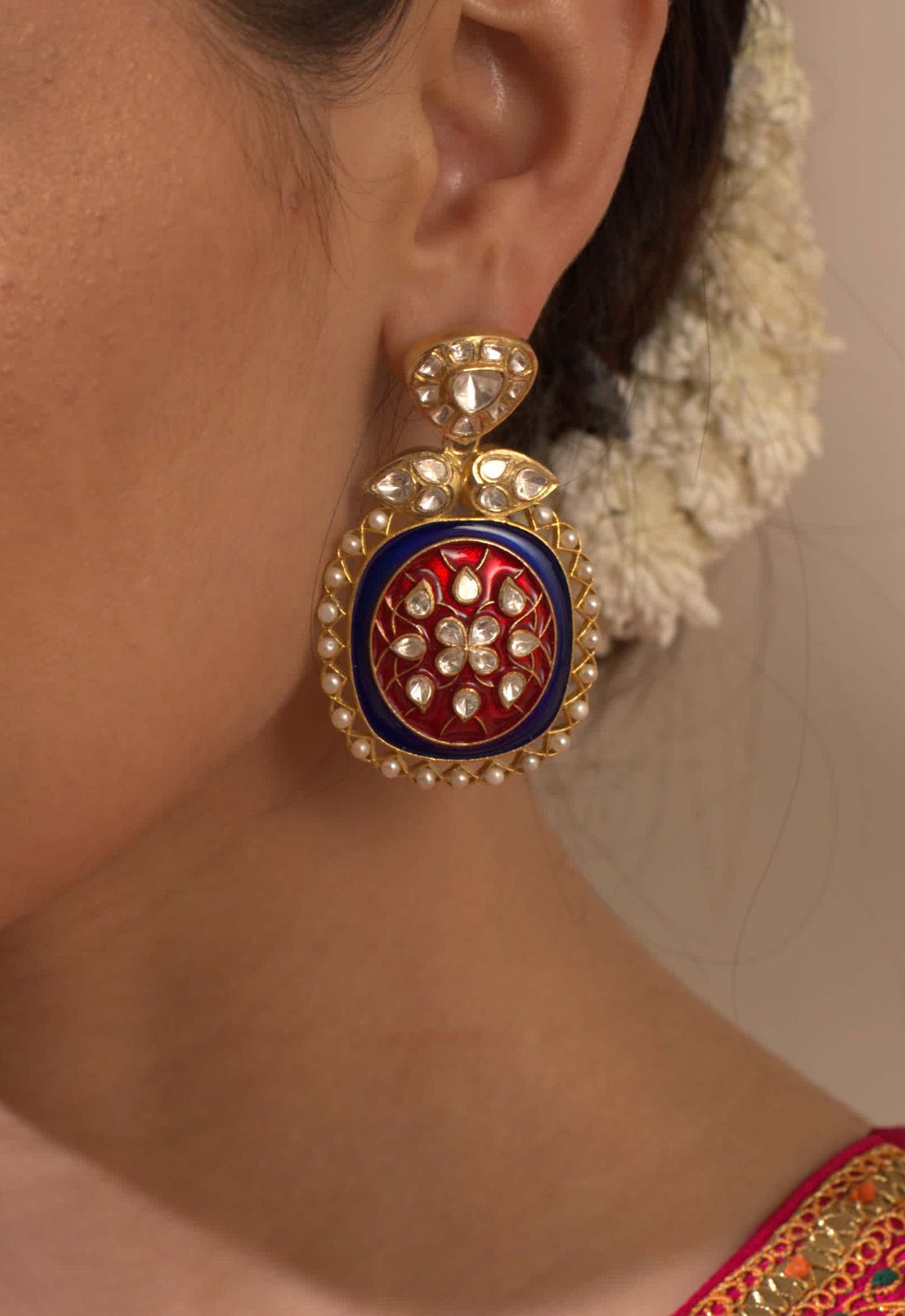Red & Blue Enamel Earrings