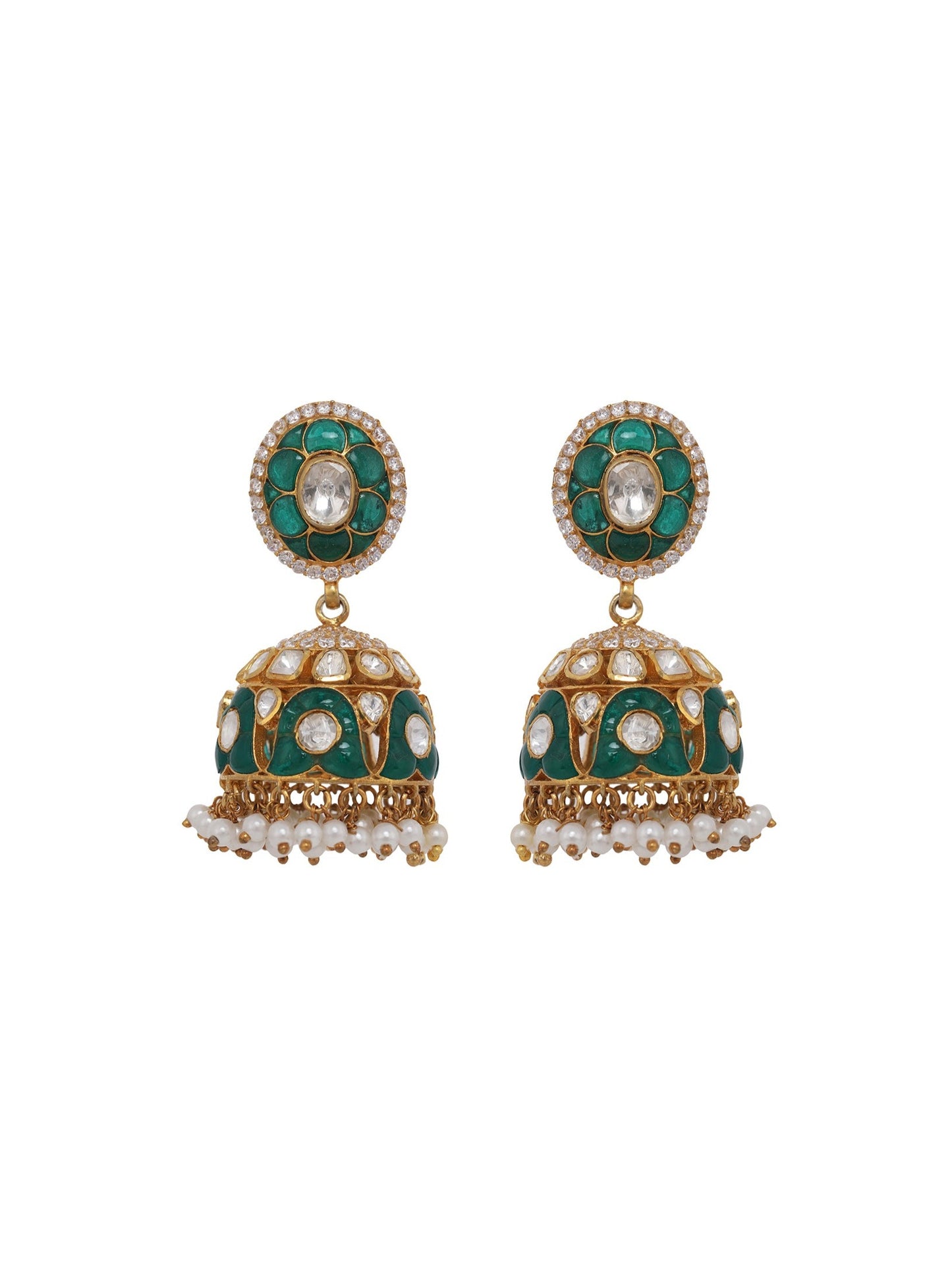 Emerald vellore polki Jhumkis