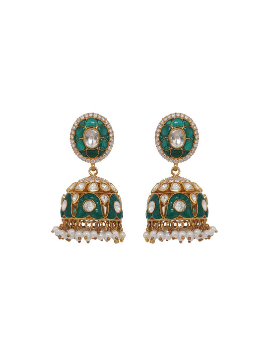 Emerald vellore polki Jhumkis