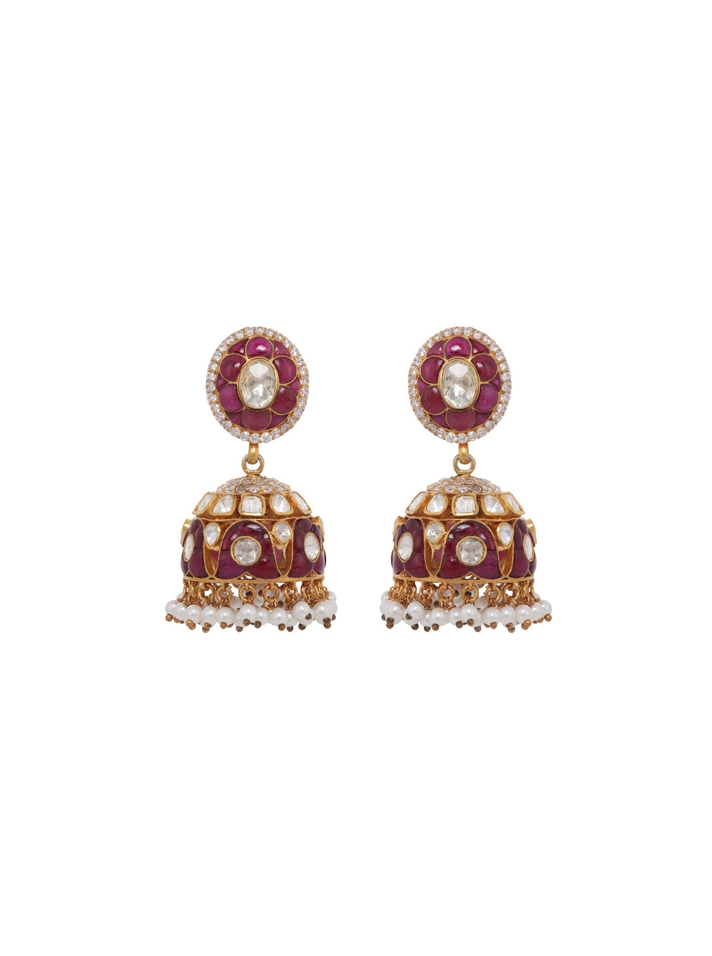 Ruby Polki Jhumkis
