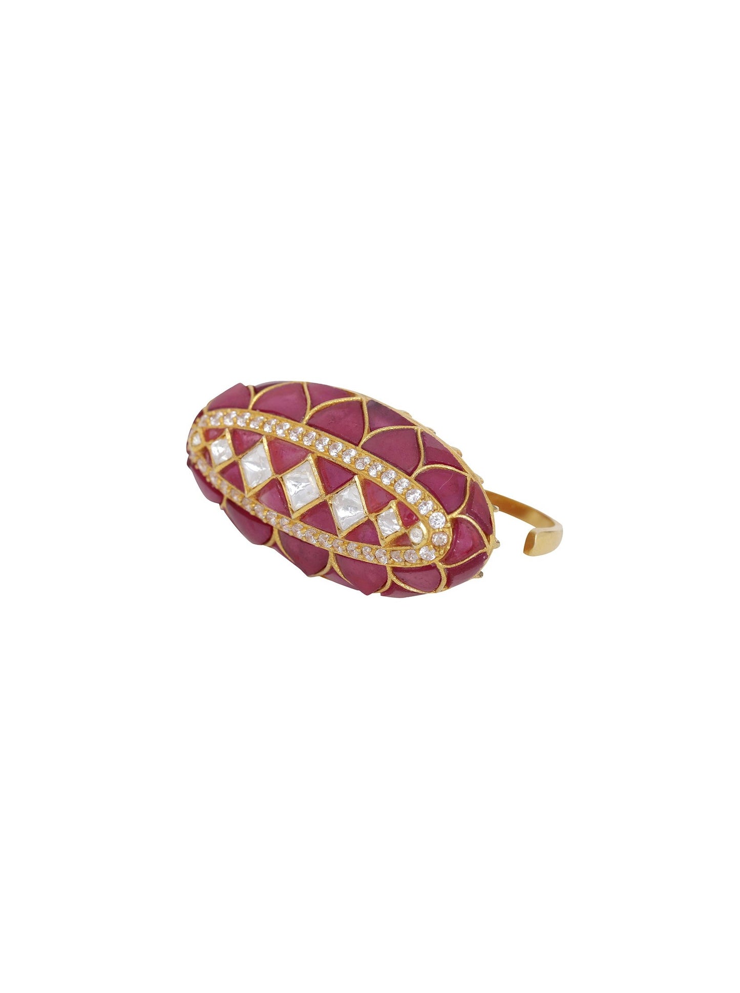 Ruby Oval Two Finger Ring