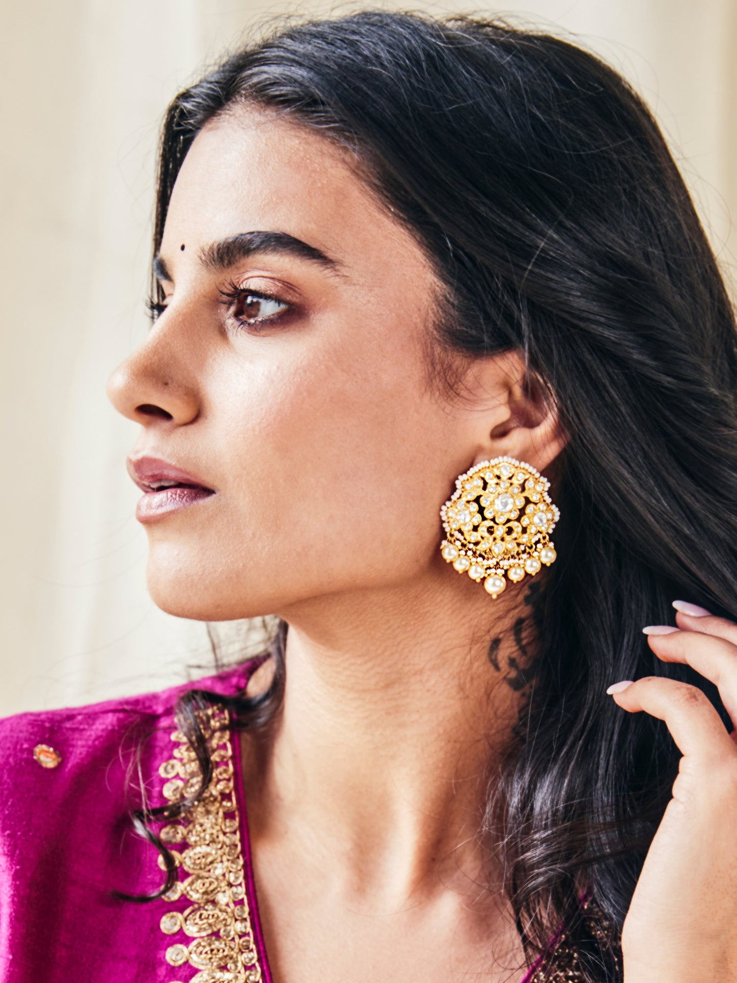 Gold Plated Pearl Danglers