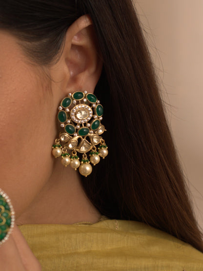Gold Plated Emerald Studs
