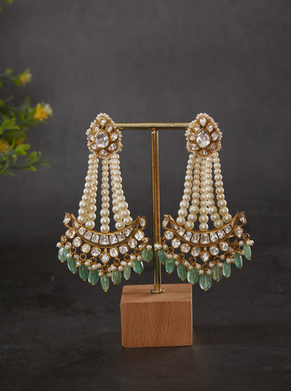 vellore polki earrings by kaari in pure silver
