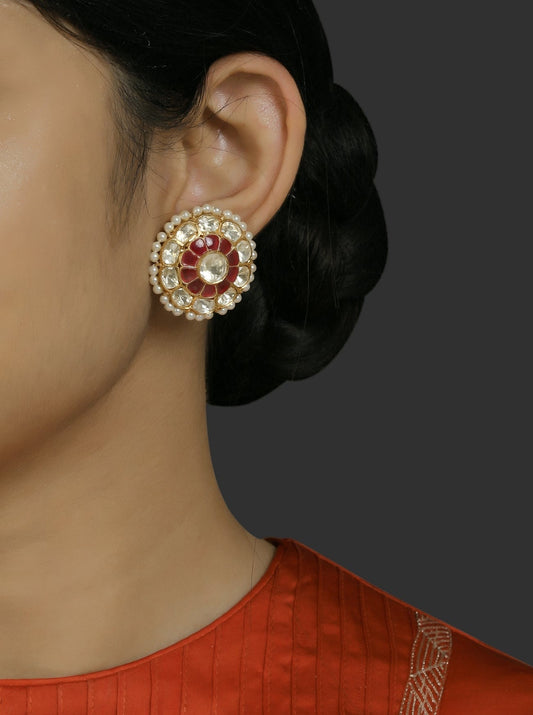 Gold Plated Ruby Ear Studs