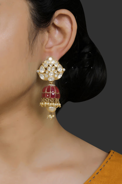 Vellore Polki & Semi Ruby Jhumkis