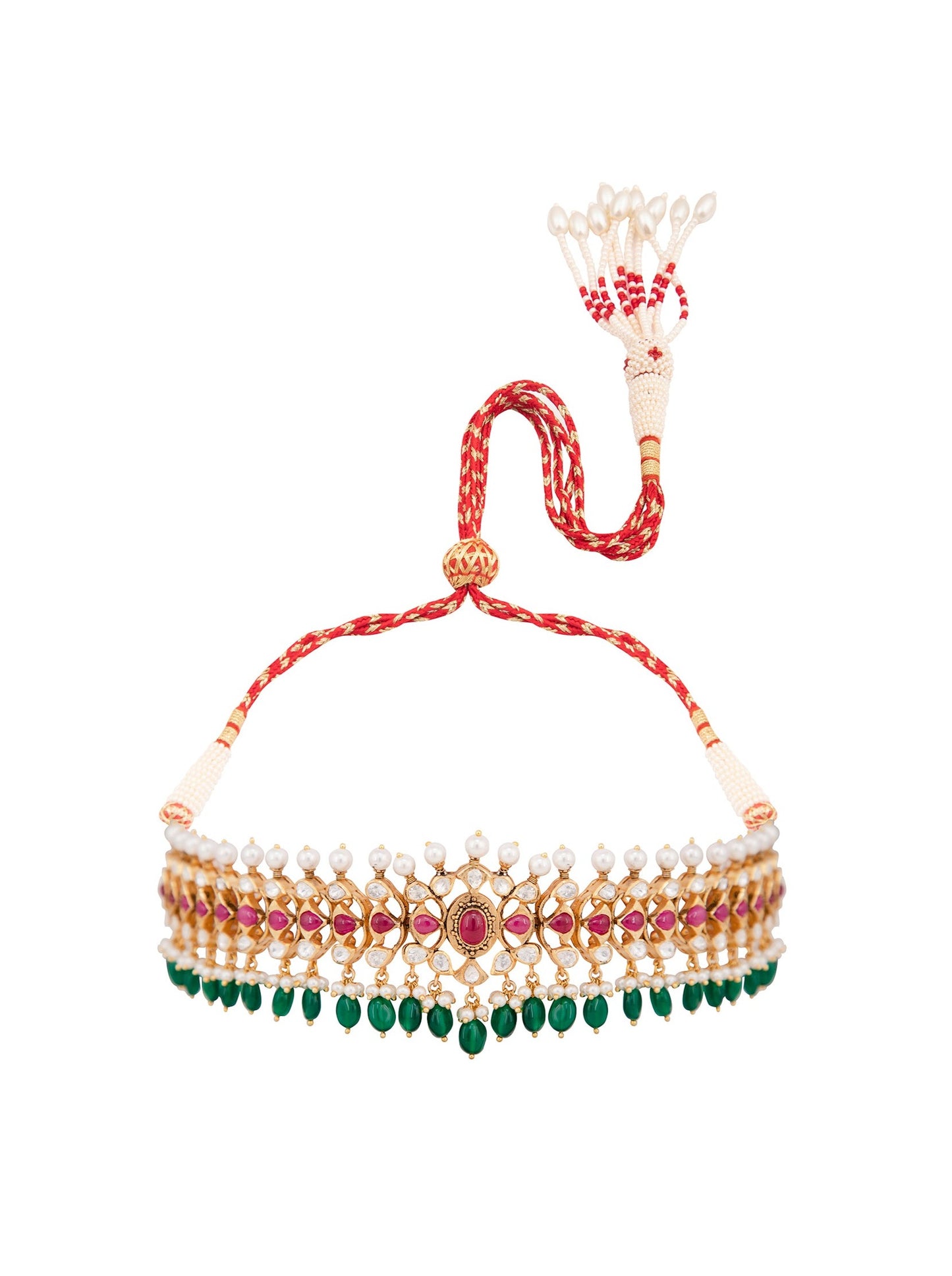 Gold Plated Ruby & Emerald Choker Necklace