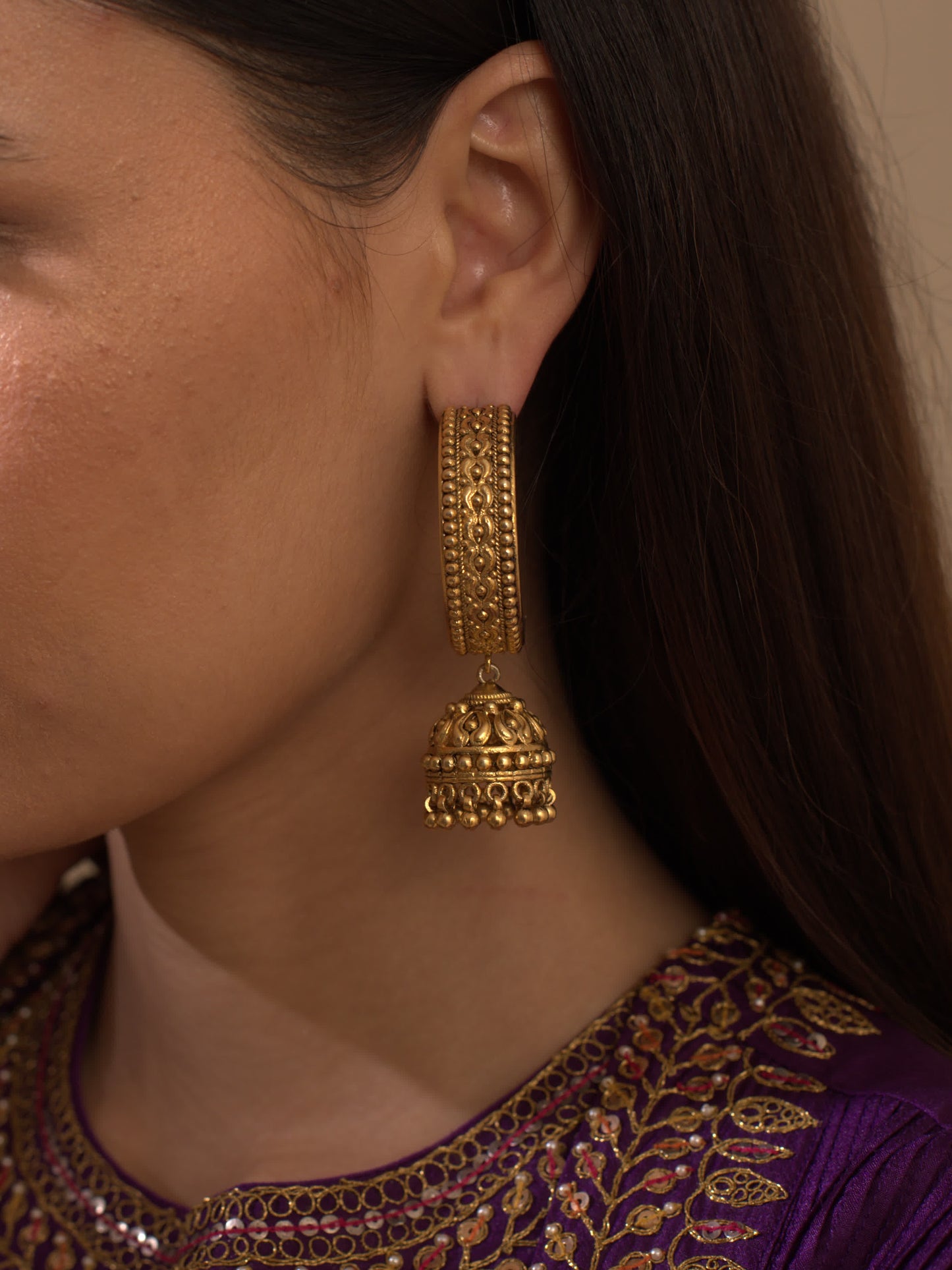 Gold Plated Temple Jhumkis