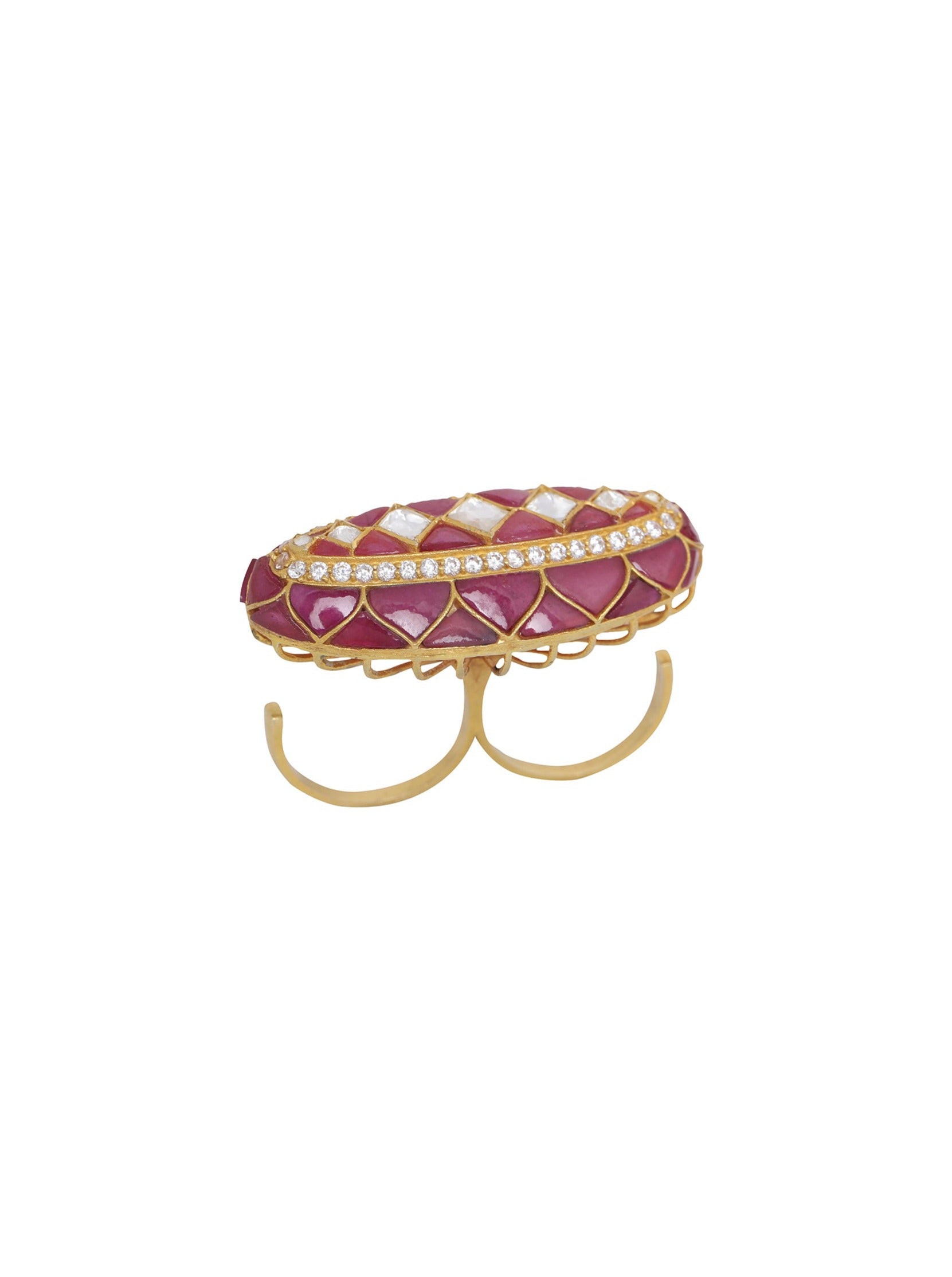Ruby Oval Two Finger Ring
